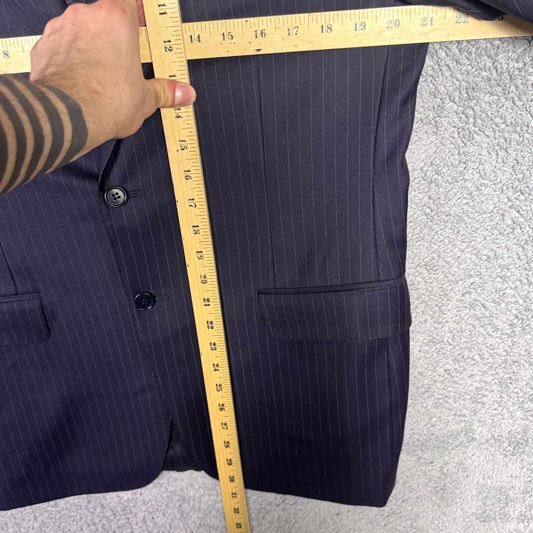 Canali Canali 1934 Blazer Men EU 50R Wool Striped 42" Chest Notch Lapel Double-Vented Two-Button Flat Front Regular Classic Cardigan not included Size 50R - 7 Thumbnail