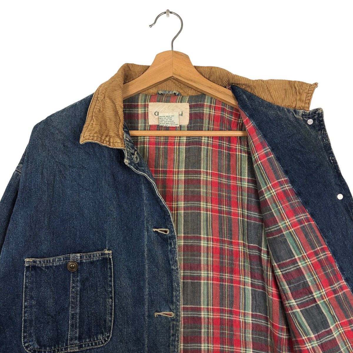 Japanese Brand 🔥Great Land Denim Chore Jacket Blanket Lining Tartan Design Size US L / EU 52-54 / 3 - 10 Thumbnail