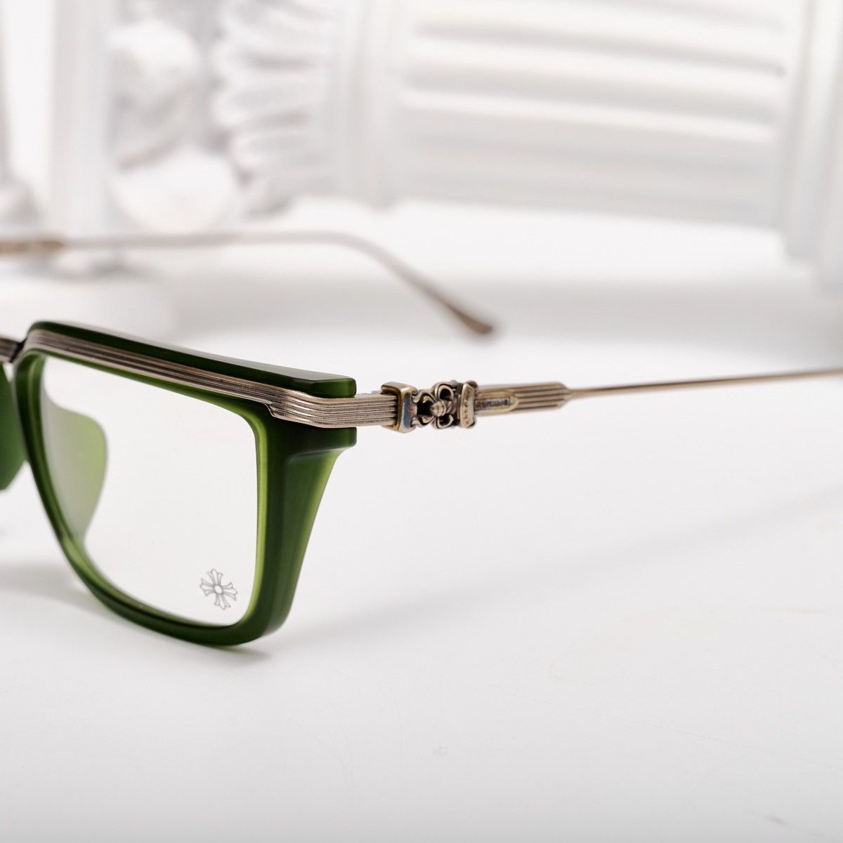 Chrome Hearts CHROME HEARTS TRYDIXAGAIN MATTE DARK OLIVE /ANTIQUE SILVER GLASSES Size ONE SIZE - 3 Thumbnail