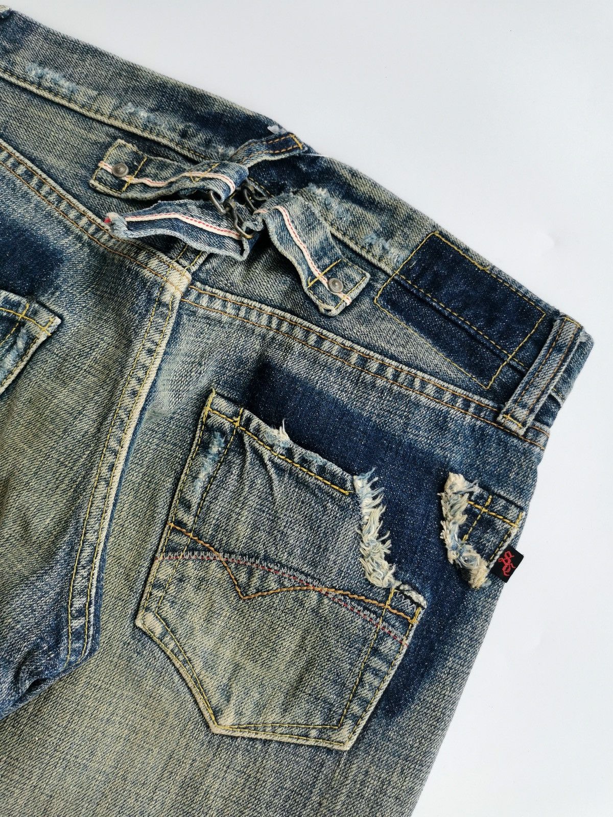Vintage Sweet Camel Selvedge Trim Mud Distressed Jeans Size 27" / US 4 / IT 40 - 6 Thumbnail