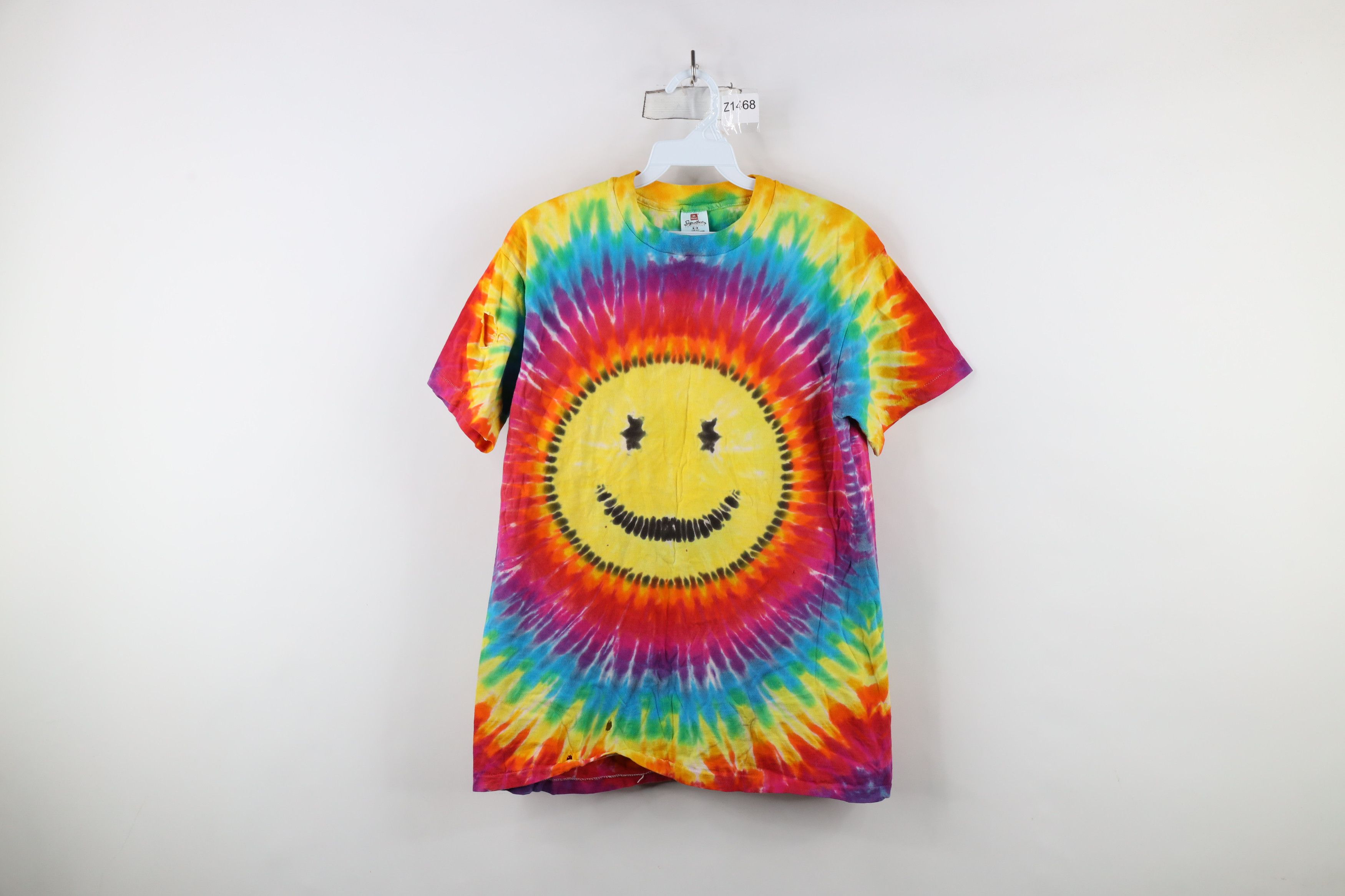 Vintage Vintage 90s Streetwear Rainbow Tie Dye Smiley Face T-Shirt Size M / US 6-8 / IT 42-44 - 1 Thumbnail