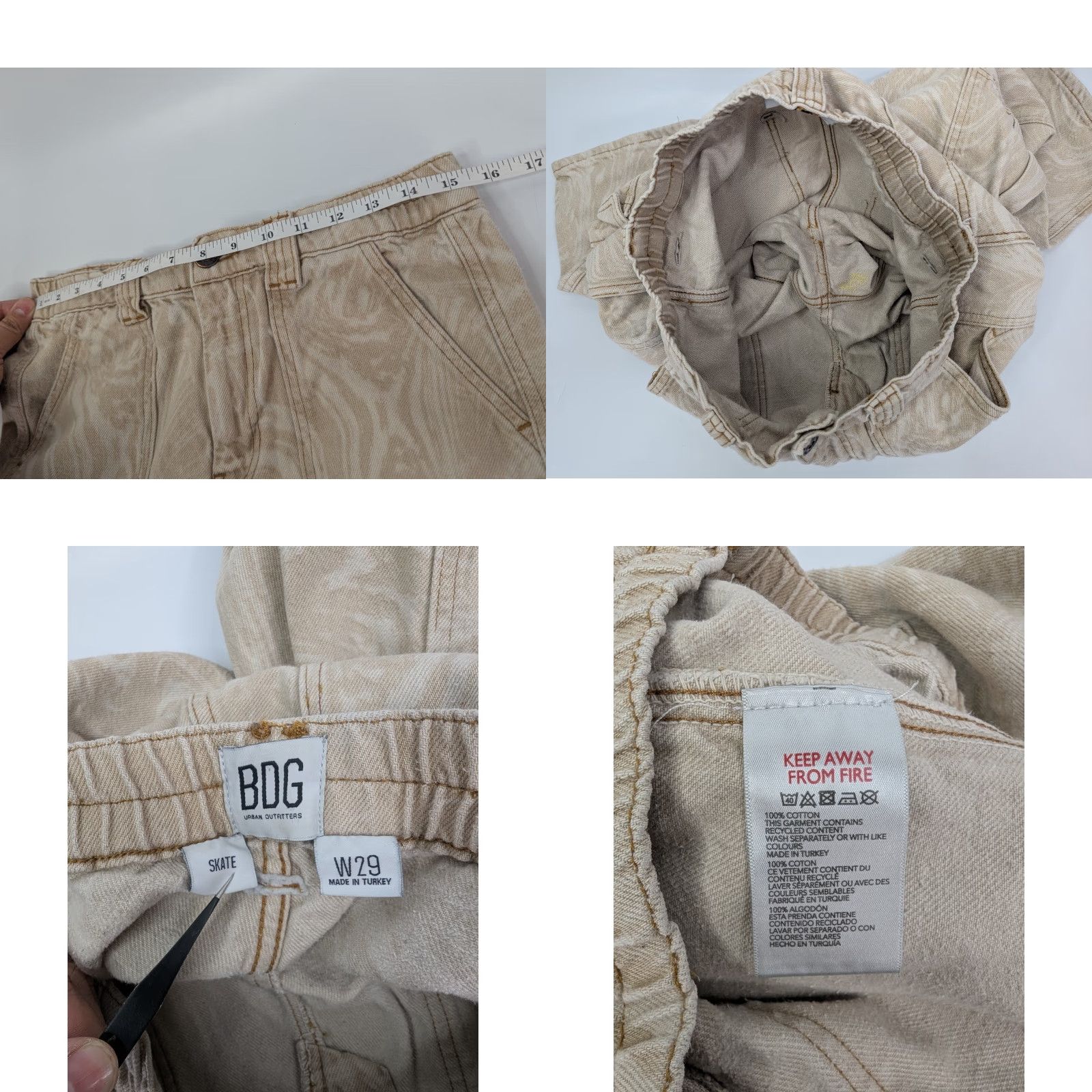 Urban Outfitters Urban Outfitters BDG Skate Jeans Size 29W High Rise Cargo Utility Straight Leg Beige Women 80s 90s Size 29" - 9 Thumbnail