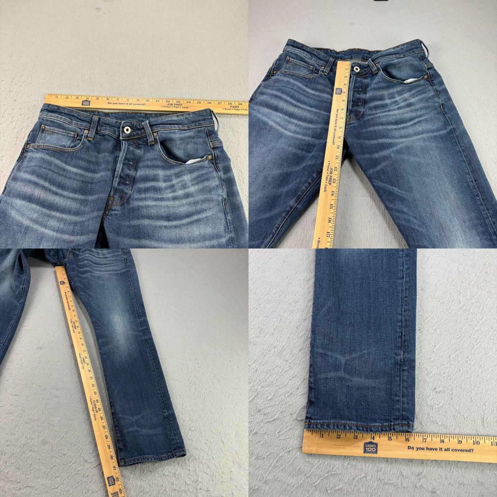 G-Star G-Star Raw Jeans Mens 32x32 Blue 3301 Tapered Button Fly Denim Regular Inseam 31 in Stars Theme Men Size US 32 / EU 48 - 8 Thumbnail