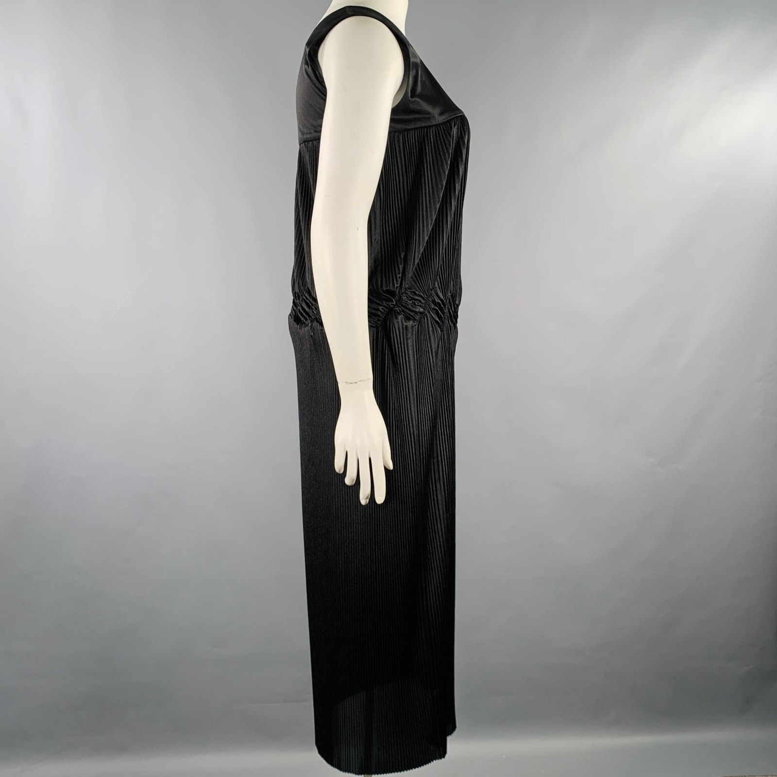 Comme des Garcons Size L Black Polyester Pleated Sleeveless Long Dress Size L / US 10 / IT 46 - 3 Thumbnail