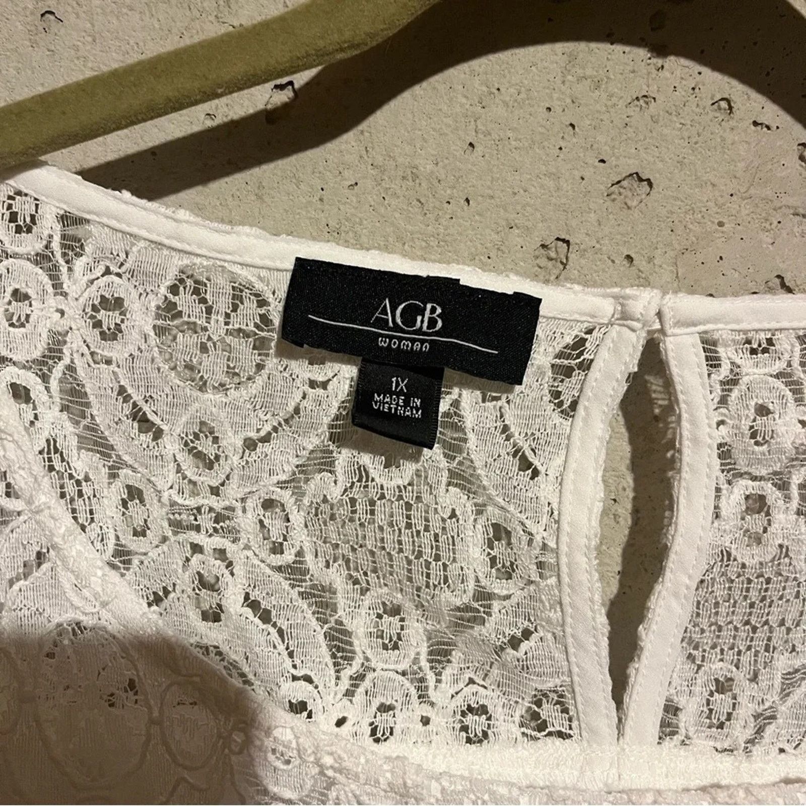 Other AGB Lace Top 1X Off White Flare 3/4 Bell Sleeve Blouse NWT Size XL / US 12-14 / IT 48-50 - 5 Thumbnail