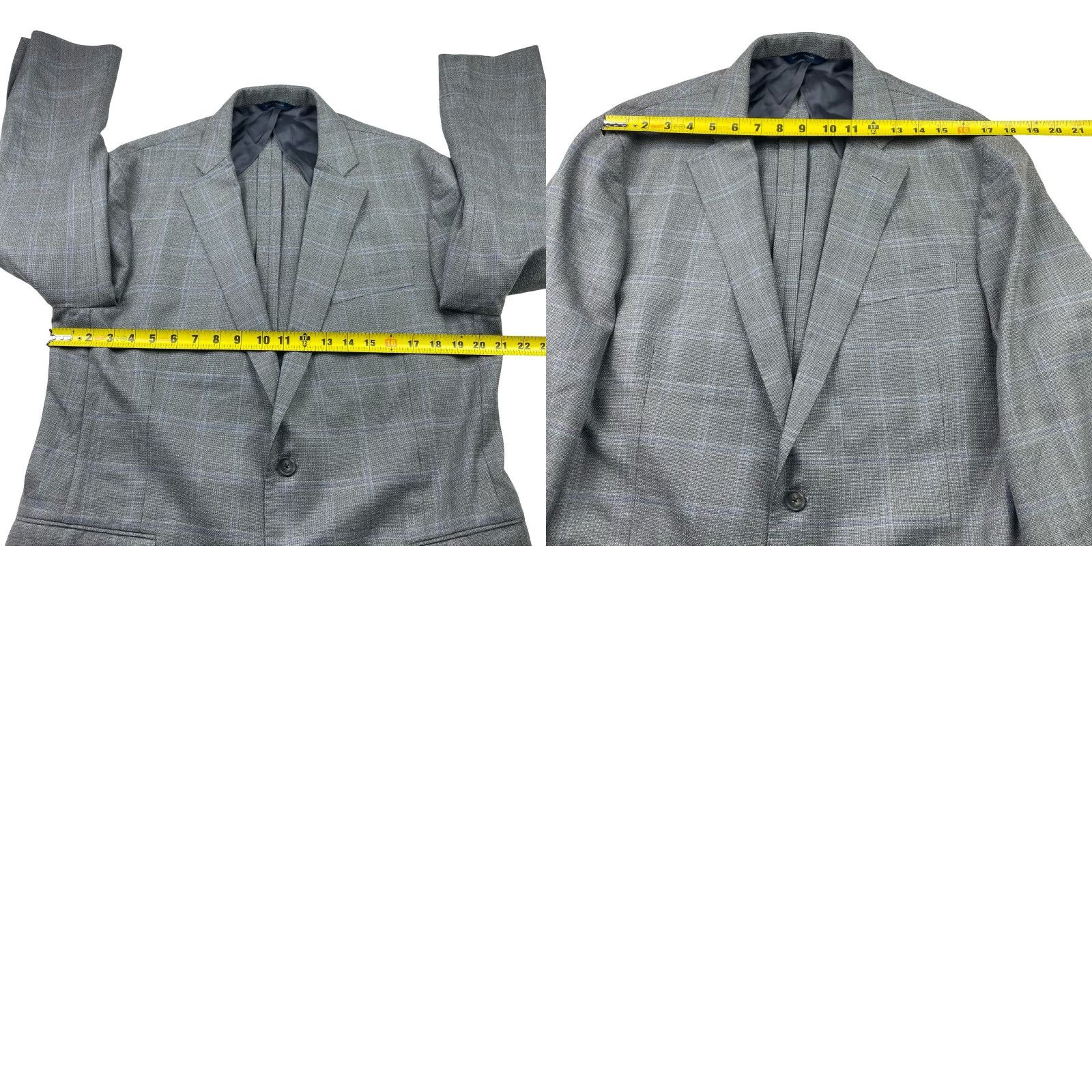 Brooks Brothers VINTAGE Brooks Brothers Blazer 42R Men Wool Plaid Notch Lapel 2-Button 4-Button Sleeve Double-Vented Gray Blue Windowpane Regular Fit Jeg/Nope Size 42R - 9 Thumbnail