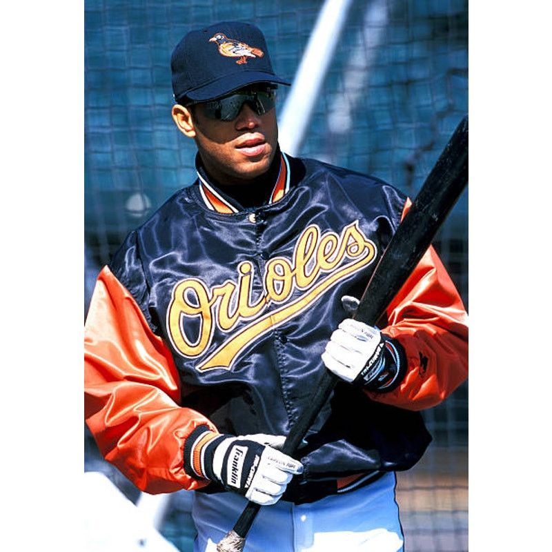 MLB × Starter Baltimore Orioles 90s satin bomber Diamond M black MLB vtg Size US M / EU 48-50 / 2 - 5 Thumbnail