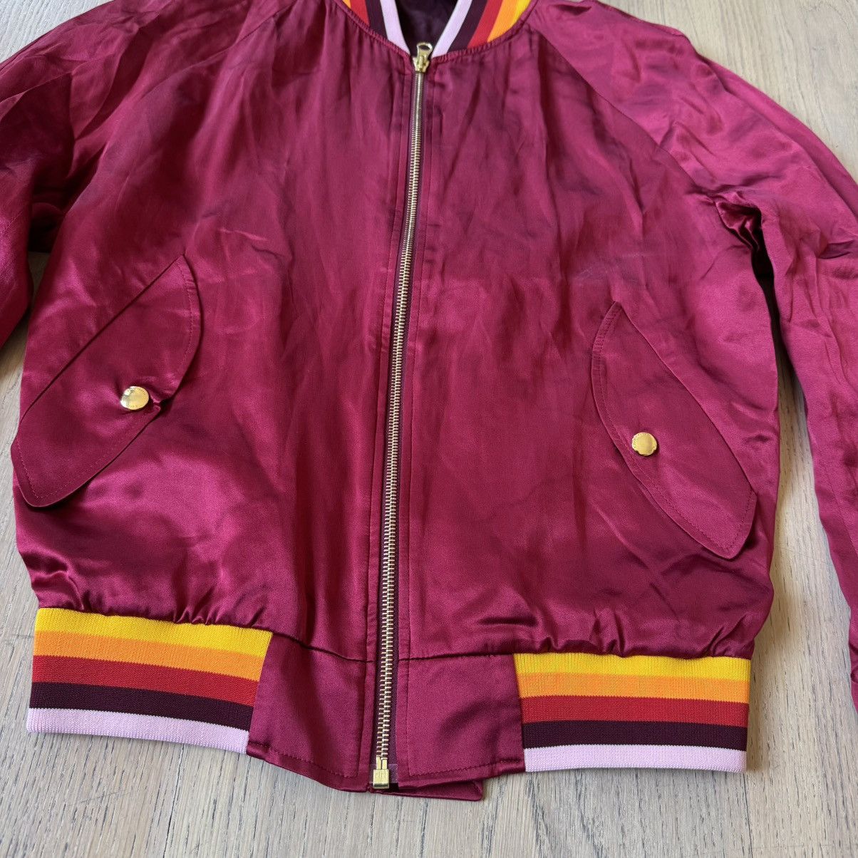 Casablanca Casablanca - Morocco Silk Embroidered Bomber Jacket - Red Size XS / US 0-2 / IT 36-38 - 2 Thumbnail