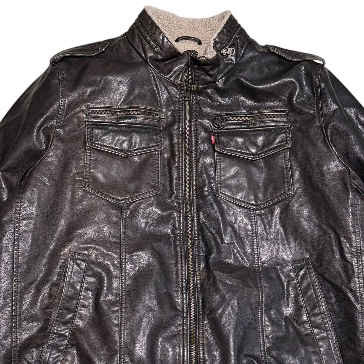 Levi's Levi’s Brown Sherpa Lined Faux Leather Jacket Men’s 2XL Size US XXL / EU 58 / 5 - 2 Thumbnail