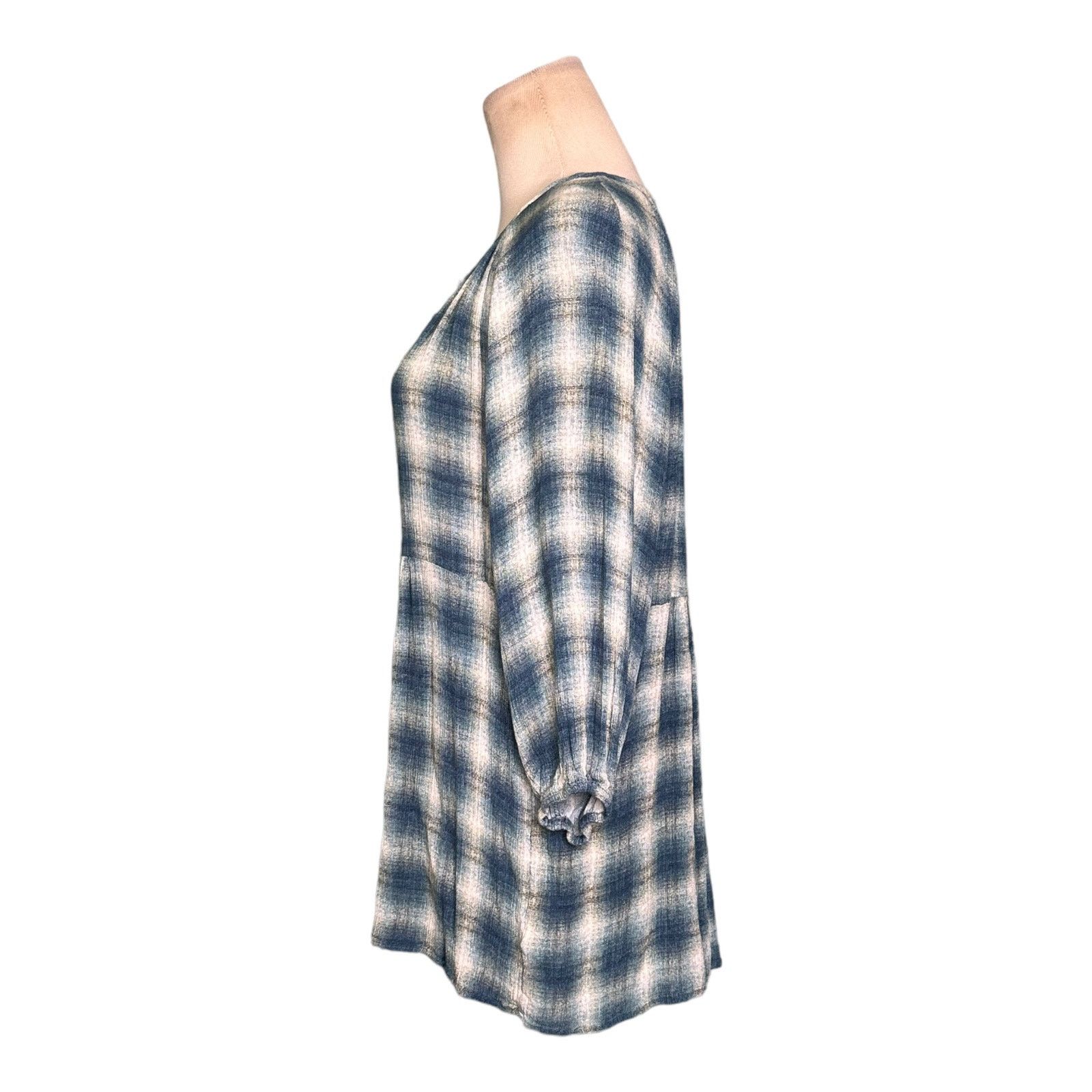 Anthropologie Maeve plaid 3/4 sleeves v neck tunic top blouse size small Size S / US 4 / IT 40 - 13 Thumbnail