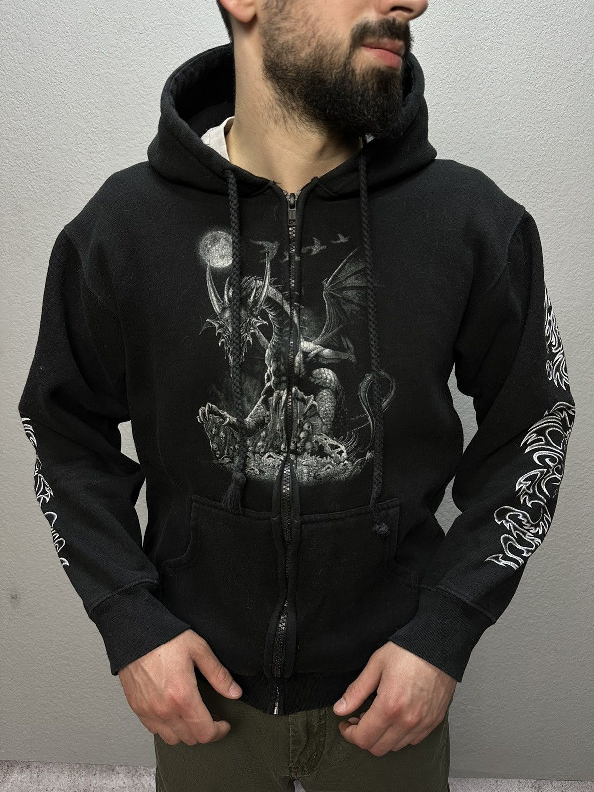 Ed Hardy × Vintage Vintage Wild Distressed Hoodie Y2K Ed Hardy Style Punk Size US S / EU 44-46 / 1 - 4 Thumbnail