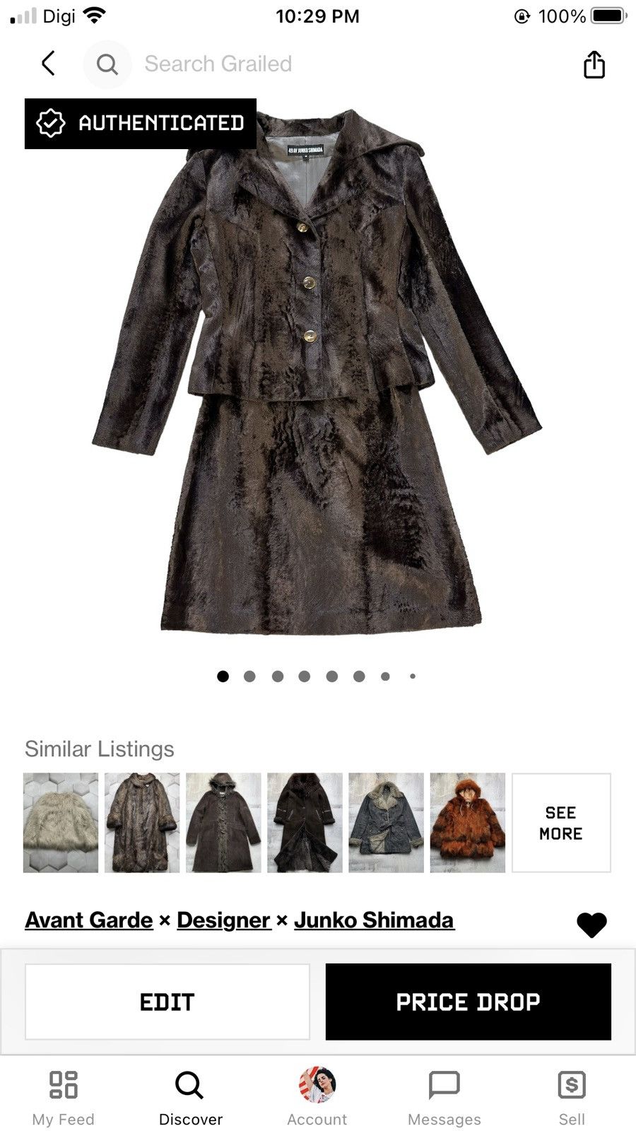 Junko Shimada 49 AV JUNKO SHIMADA FUR SUIT SKIRT #7447-146 Size S / US 4 / IT 40 - 22 Thumbnail