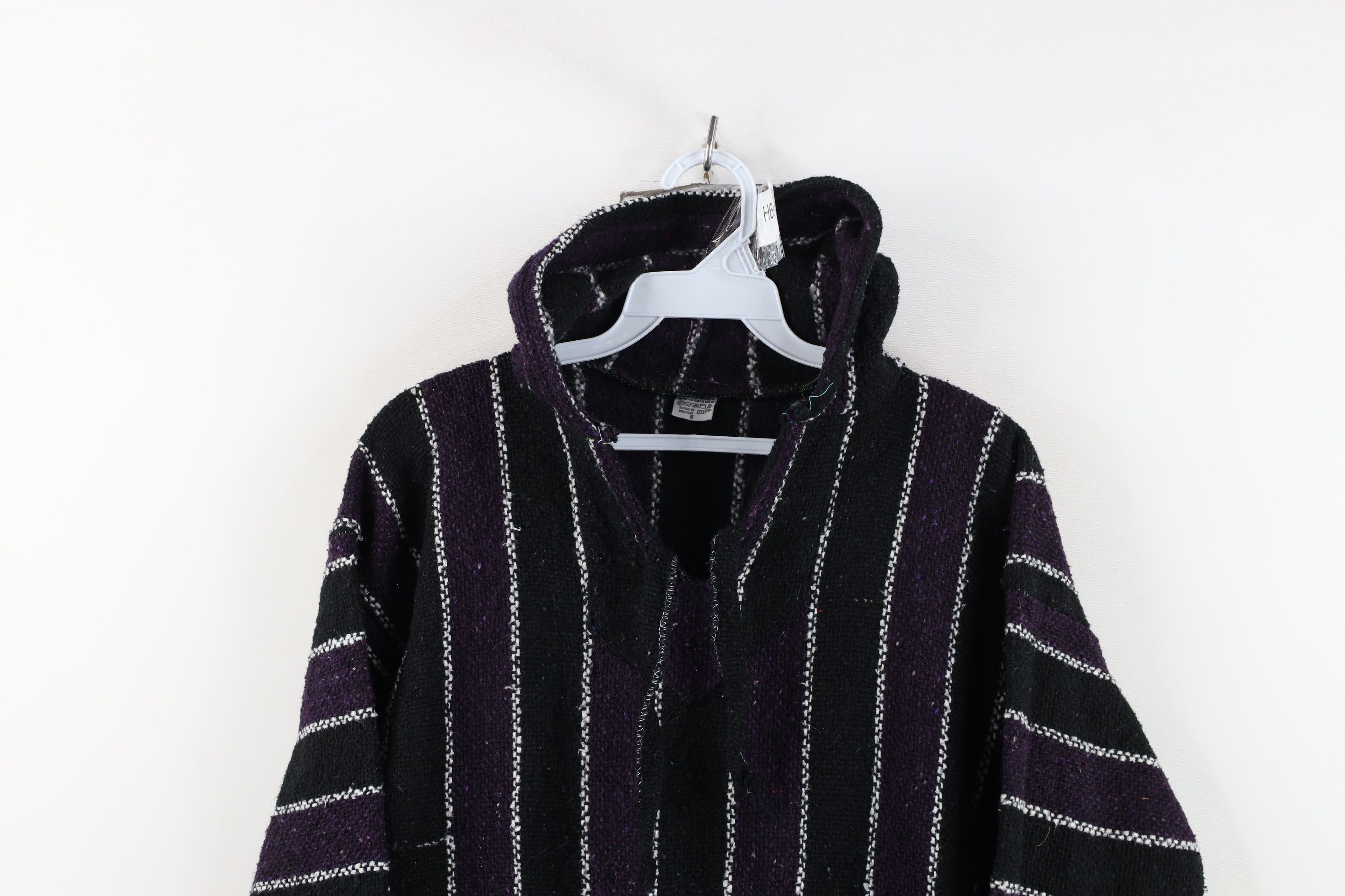 Vintage Vintage 90s Streetwear Striped Knit Drug Rug Hoodie Size M / US 6-8 / IT 42-44 - 2 Thumbnail