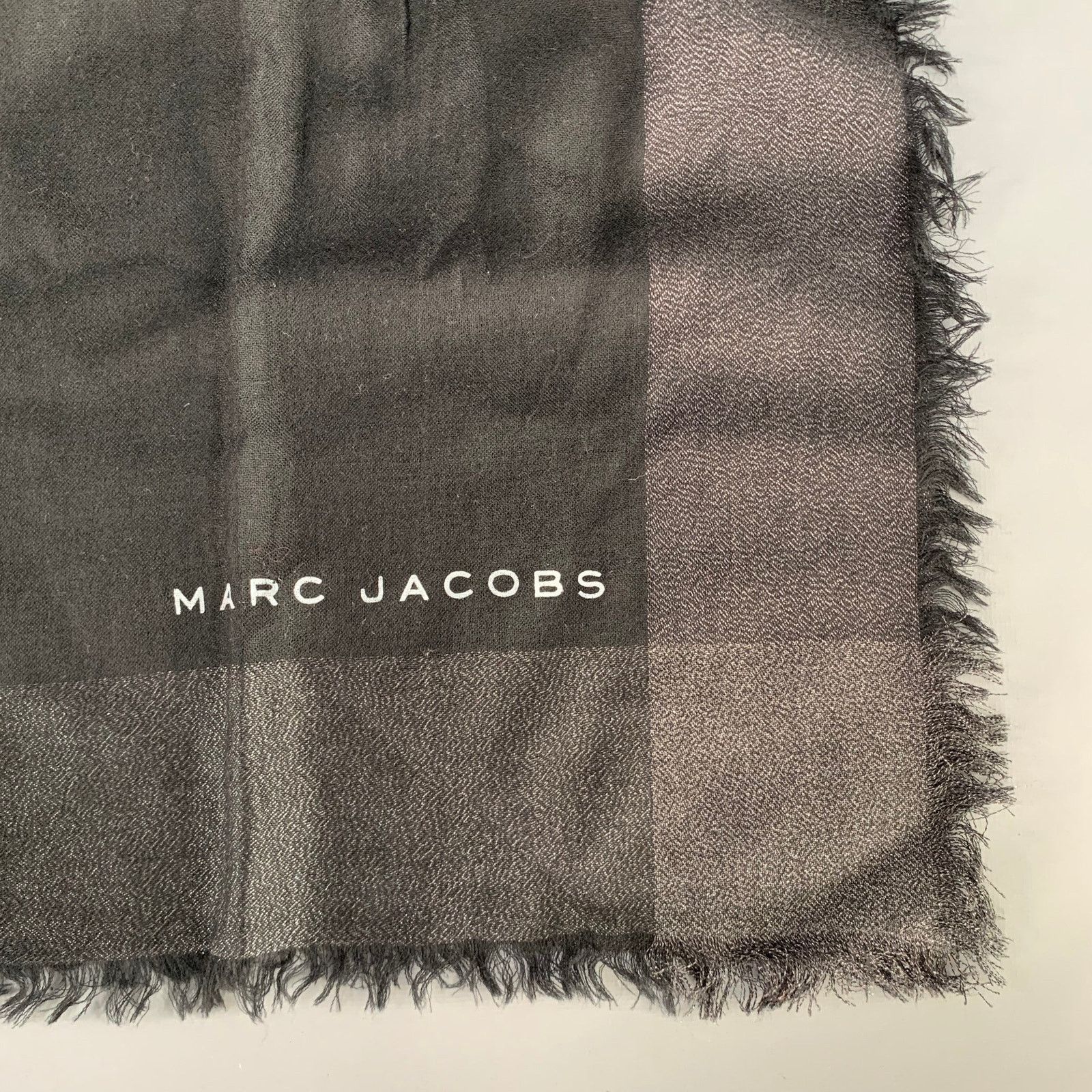 Marc Jacobs MARC JACOBS Black Metallic Wool Cashmere Blend Scarves Size ONE SIZE - 6 Thumbnail