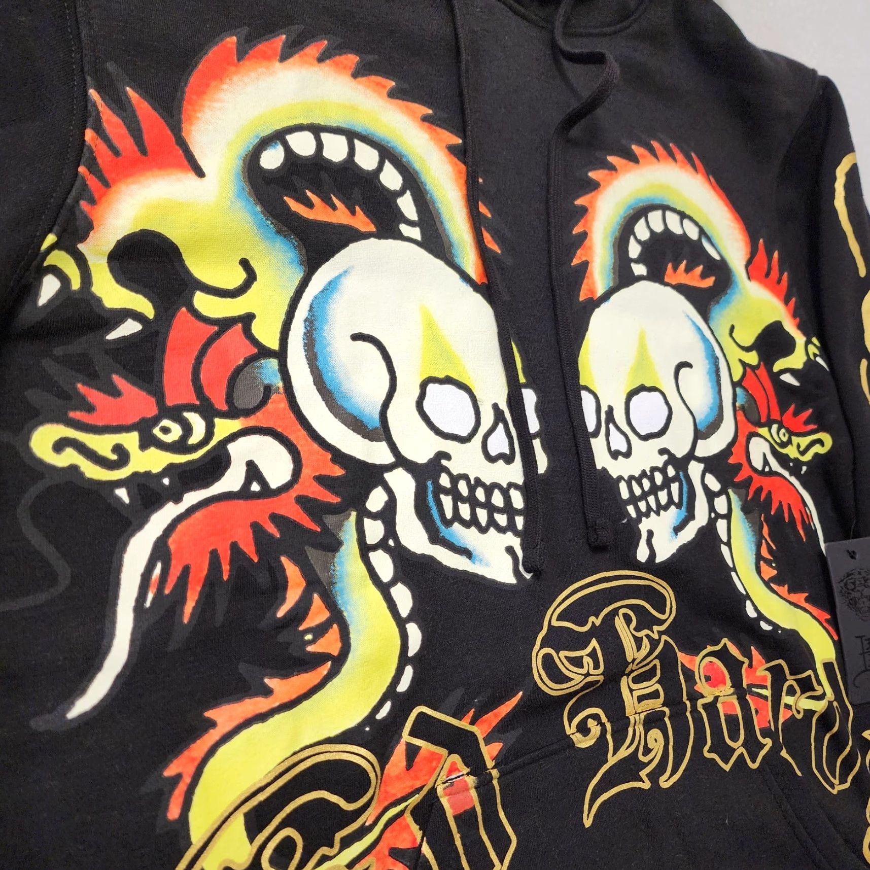 Ed Hardy Ed Hardy Hoodie Men L Black Y2k Tattoo Skull Dragon Spellout Pullover Jacket Size US L / EU 52-54 / 3 - 4 Thumbnail
