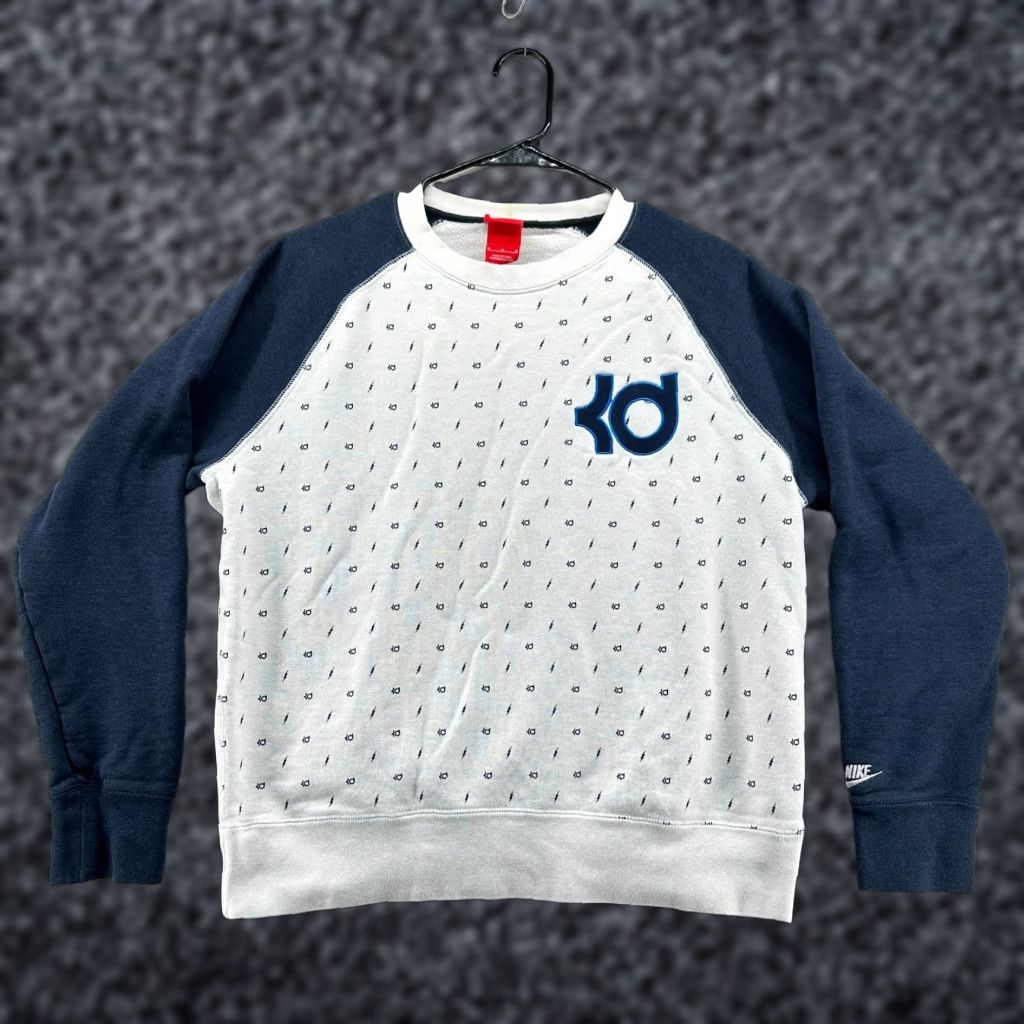 Nike Nike Kevin Durant Pullover Sweatshirt Adult Medium Blue White Long Sleeve Crew Neck Cotton Regular Mens Size US M / EU 48-50 / 2 - 1 Thumbnail