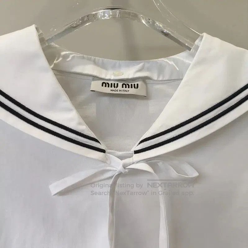 Miu Miu Miu Miu White Cotton Cropped T-Shirt . Size XS / US 0-2 / IT 36-38 - 3 Thumbnail