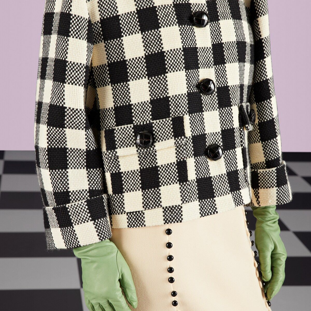 Gucci 46 XL - Gucci Gingham Wool Jacket Check Black White Size L / US 10 / IT 46 - 3 Thumbnail