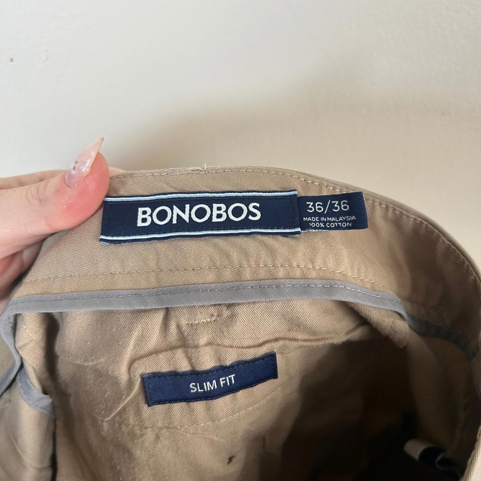 Bonobos BONOBOS Slim Fit Khaki Chinos Flat Front Cotton Pants Size US 36 / EU 52 - 3 Thumbnail