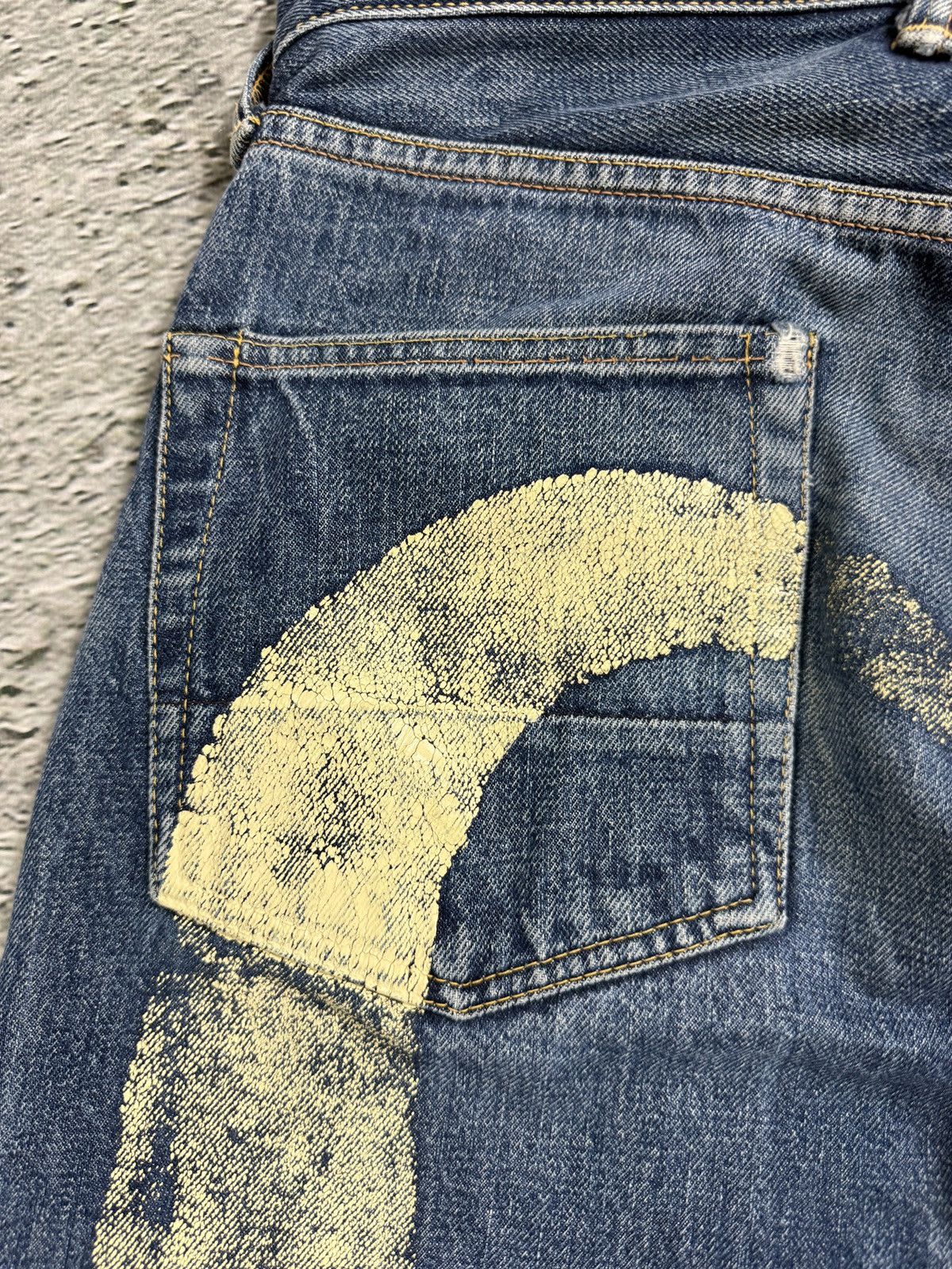 Evisu Evisu jeans yellow daicock big logo blue selvedge denim Size US 30 / EU 46 - 7 Thumbnail