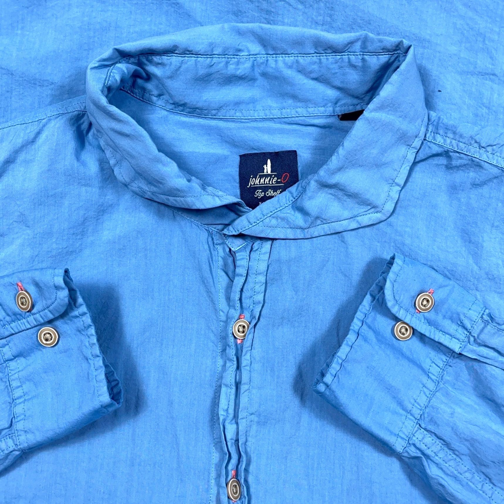 johnnie-O johnnie-O Button-Up shirt Men XL Light Blue Top Dress Casual Solid Modal Cotton Size US XL / EU 56 / 4 - 2 Thumbnail