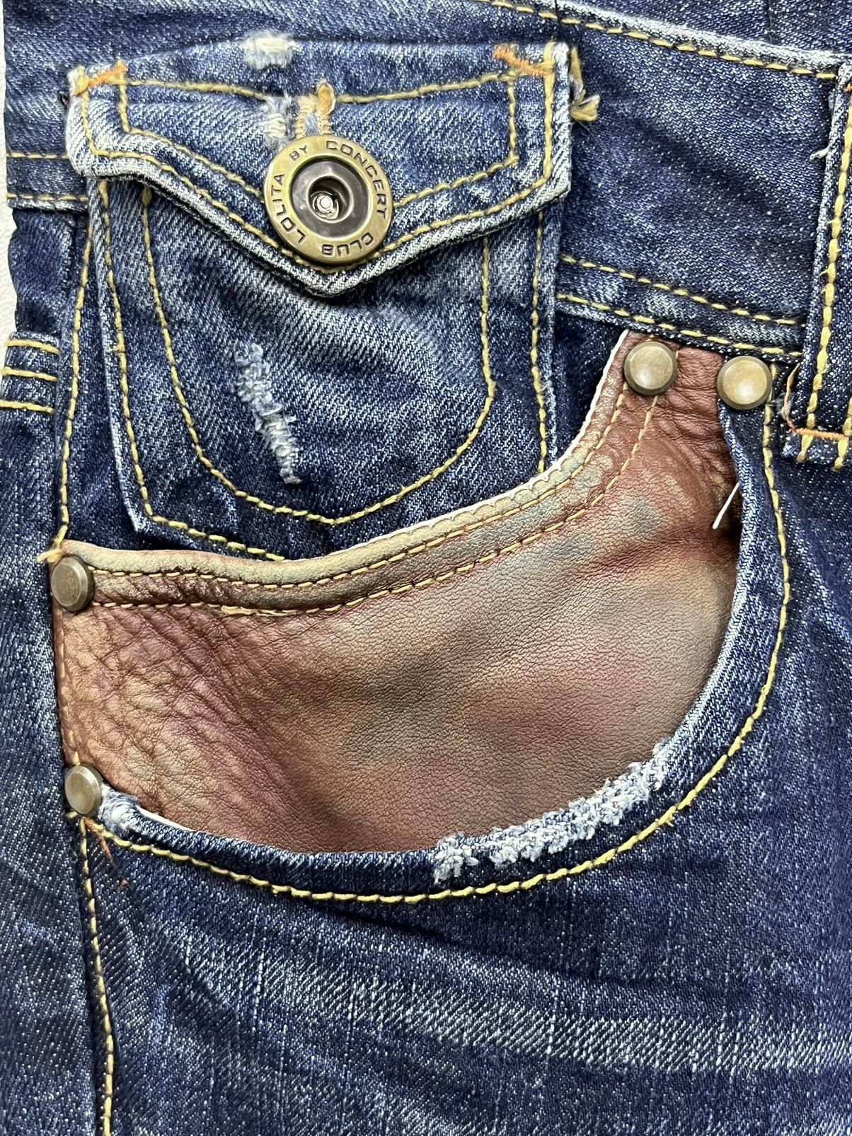 Beauty Beast 🔥LOLITA Vintage Exotic Washed Denim Sick Flare Jeans Size US 30 / EU 46 - 7 Thumbnail