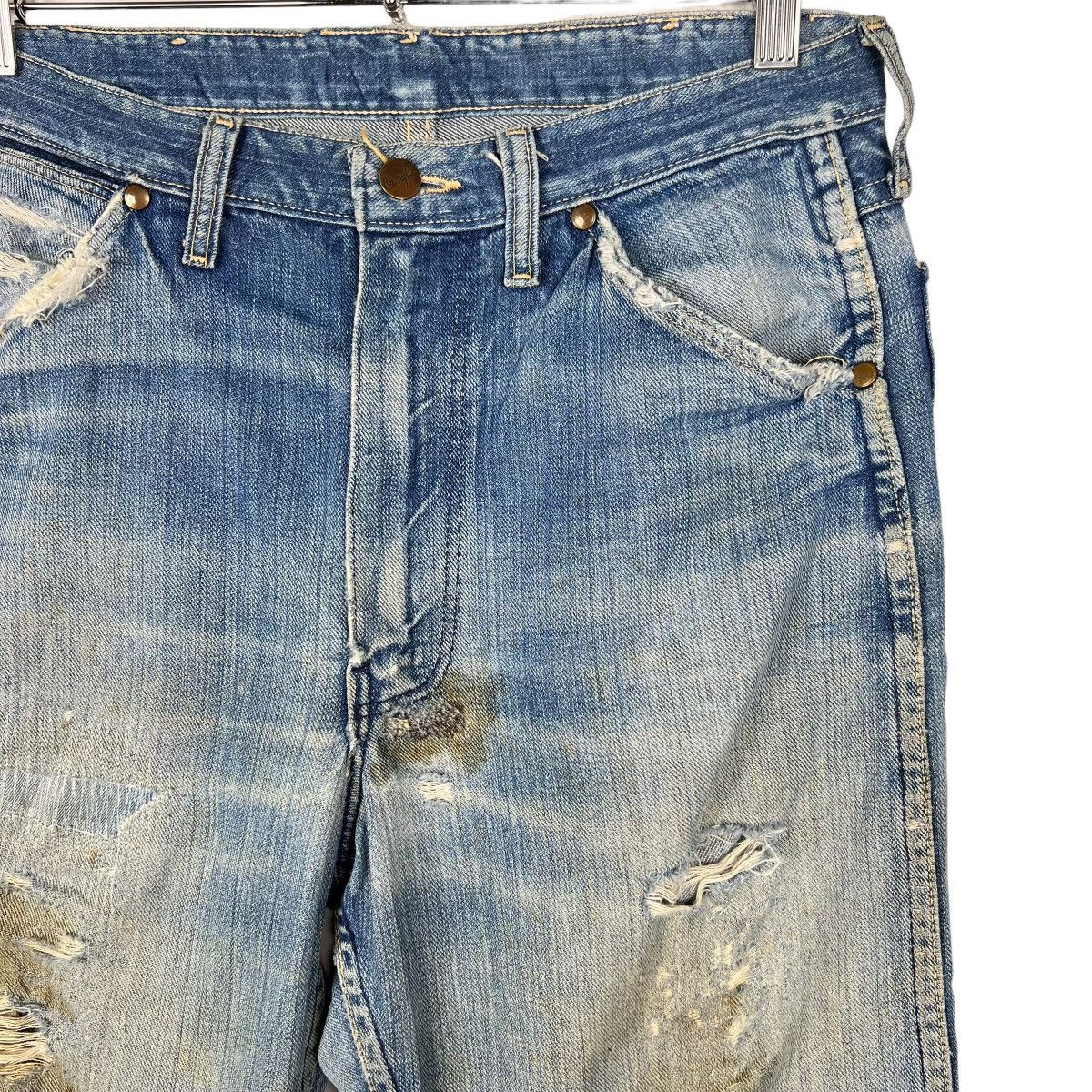 Vintage 🔥 1960s VINTAGE WRANGLER BLUE BELL DYED DISTRESSED DENIM Size US 31 - 6 Thumbnail