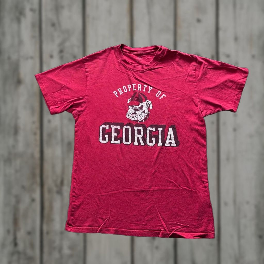Vintage Georgia Shirt Mens L Red Property Of Bulldog Graphic Tee Crewneck Tagless Size US L / EU 52-54 / 3 - 1 Thumbnail