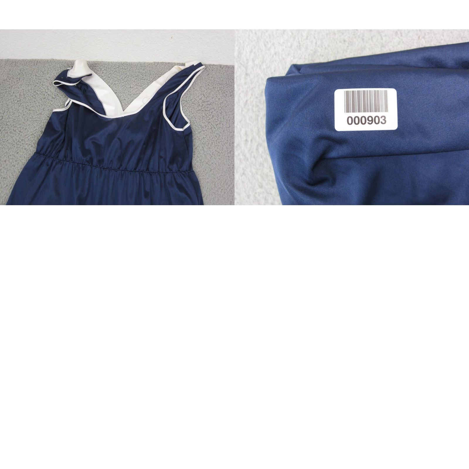 Vintage VINTAGE Lorraine Dress Shirt Womens M Blue Satin Sleeveless Midi V-Neck Made in USA Size ONE SIZE - 9 Thumbnail