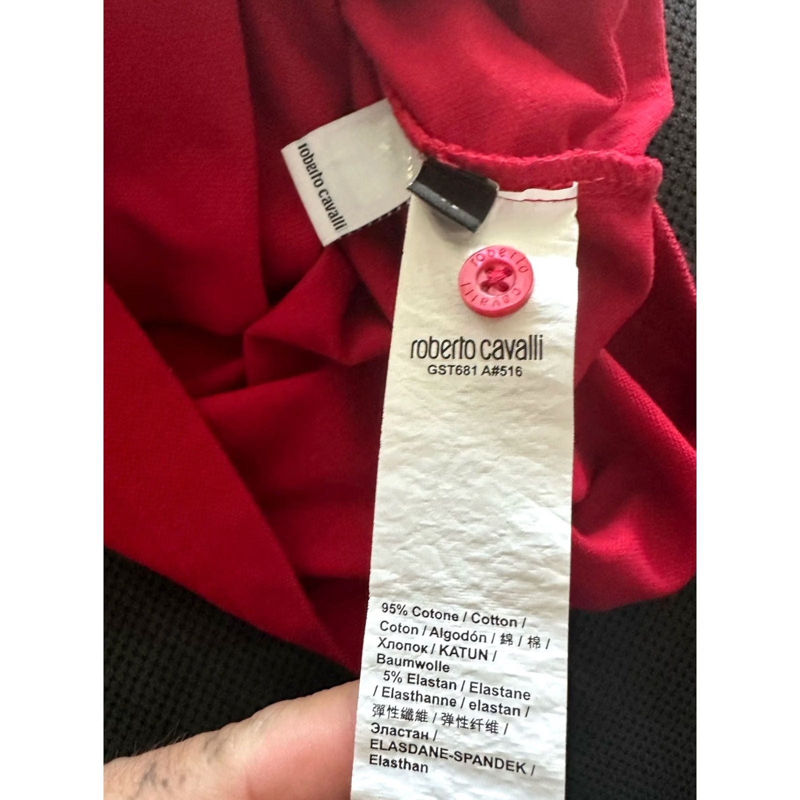 Roberto Cavalli Roberto Cavalli Shirt Mens XL Red Spellout Authentic Chest Pocket Polo Men SIze Size US XL / EU 56 / 4 - 7 Thumbnail