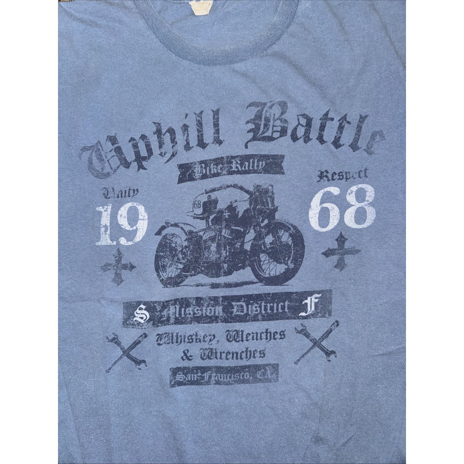 Band Tees × Harley Davidson × Vintage Y2K Biker Rally T-Shirt Uphill Battle 1968 Blue XL 22x27 Size US XL / EU 56 / 4 - 2 Thumbnail