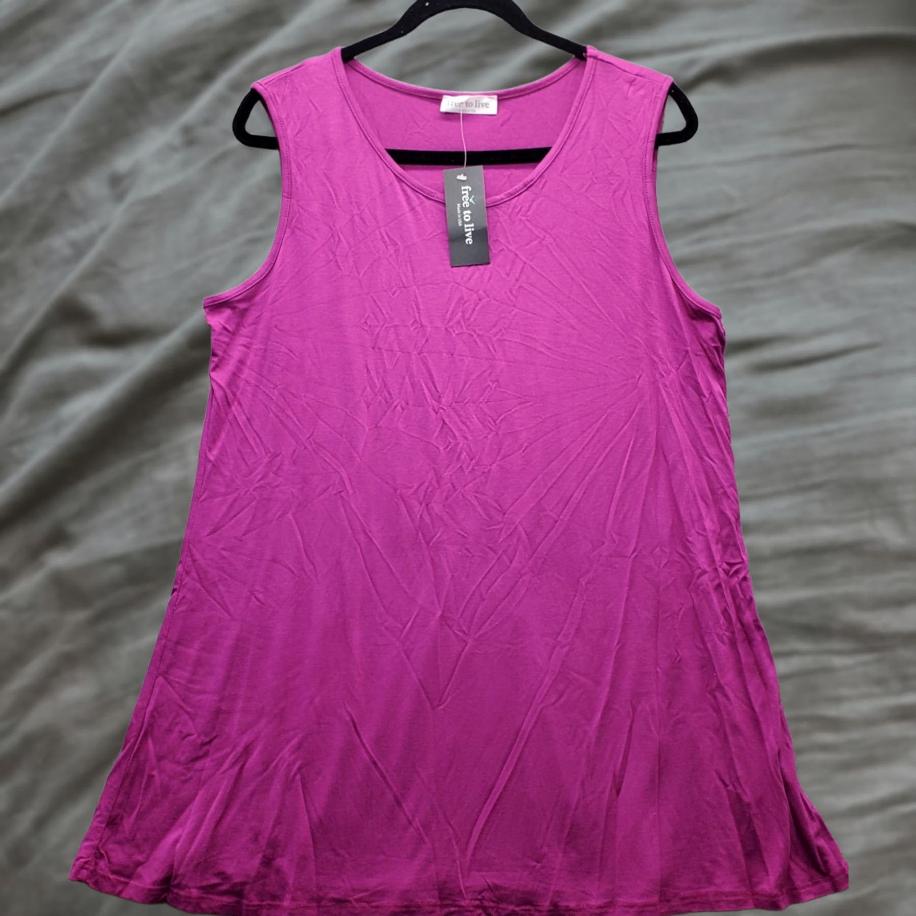 Olive Free To Live Tunic Top Womens L Pink Rayon Sleeveless Round Neck Pullover Shirt Blouse Size L / US 10 / IT 46 - 1 Thumbnail