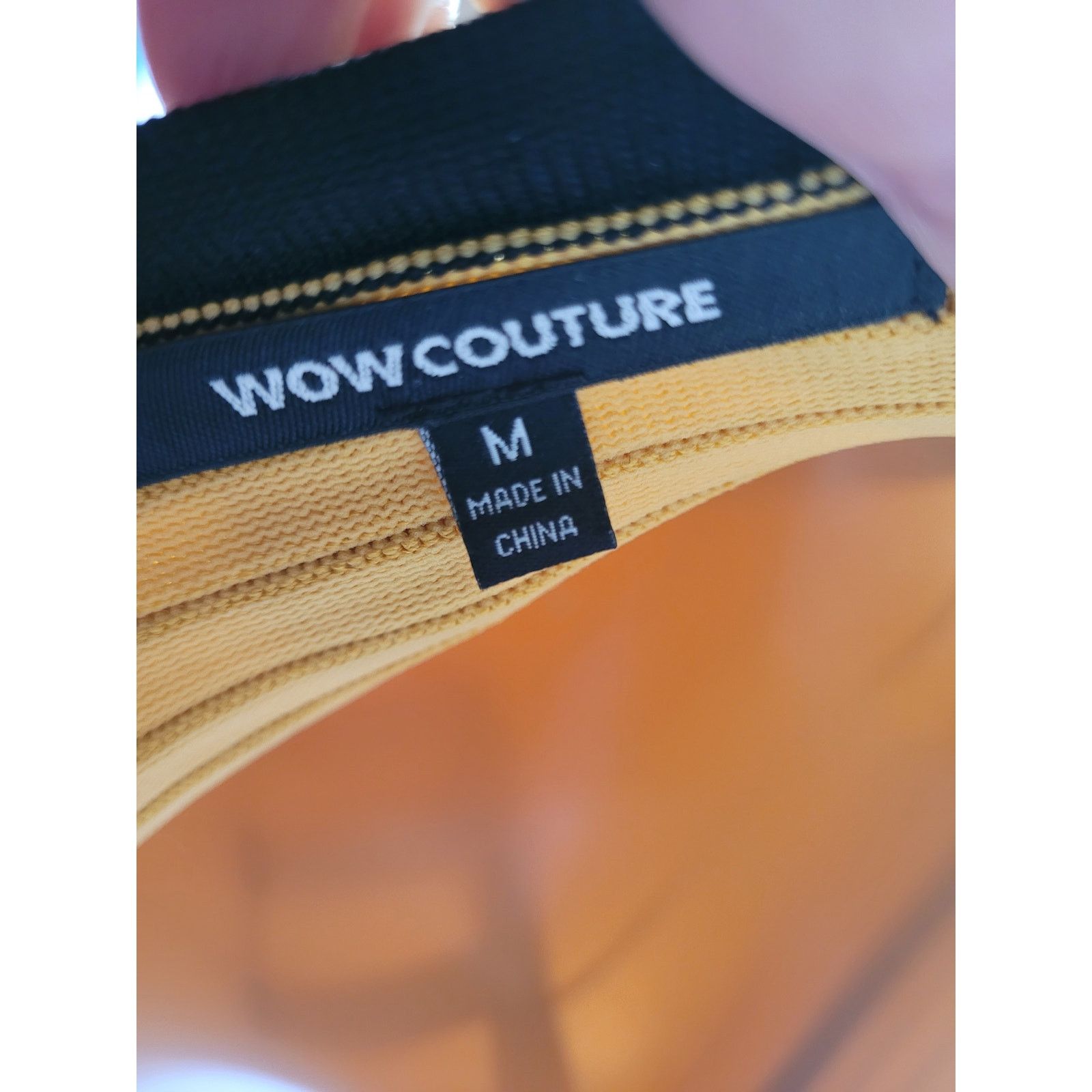 WOW Couture Wow Couture Yellow/Blk Dress zip back Off Shoulder Sz M Size M / US 6-8 / IT 42-44 - 4 Thumbnail