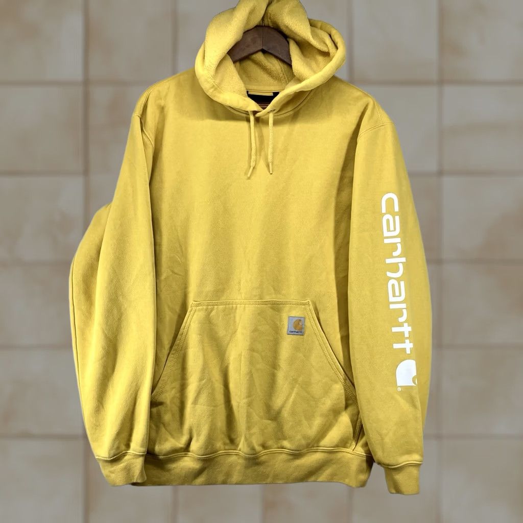 Carhartt Carhartt Hoodie Mens M Yellow Pullover Sweatshirt Midweight Logo K288 Loose Fit Size US M / EU 48-50 / 2 - 1 Thumbnail