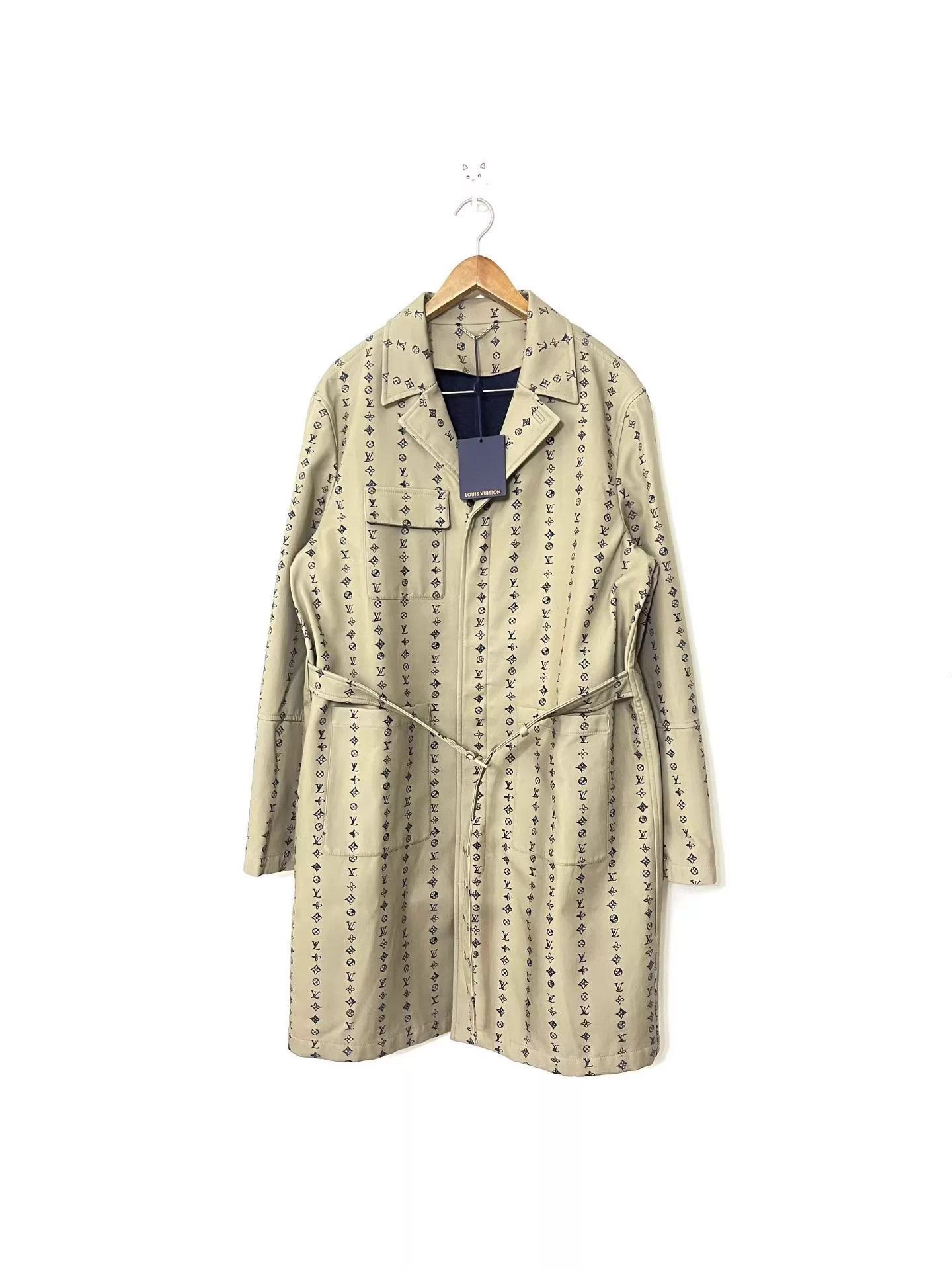 Louis Vuitton Beige Patterned Belted Long Coat Size L Size US L / EU 52-54 / 3 - 1 Thumbnail