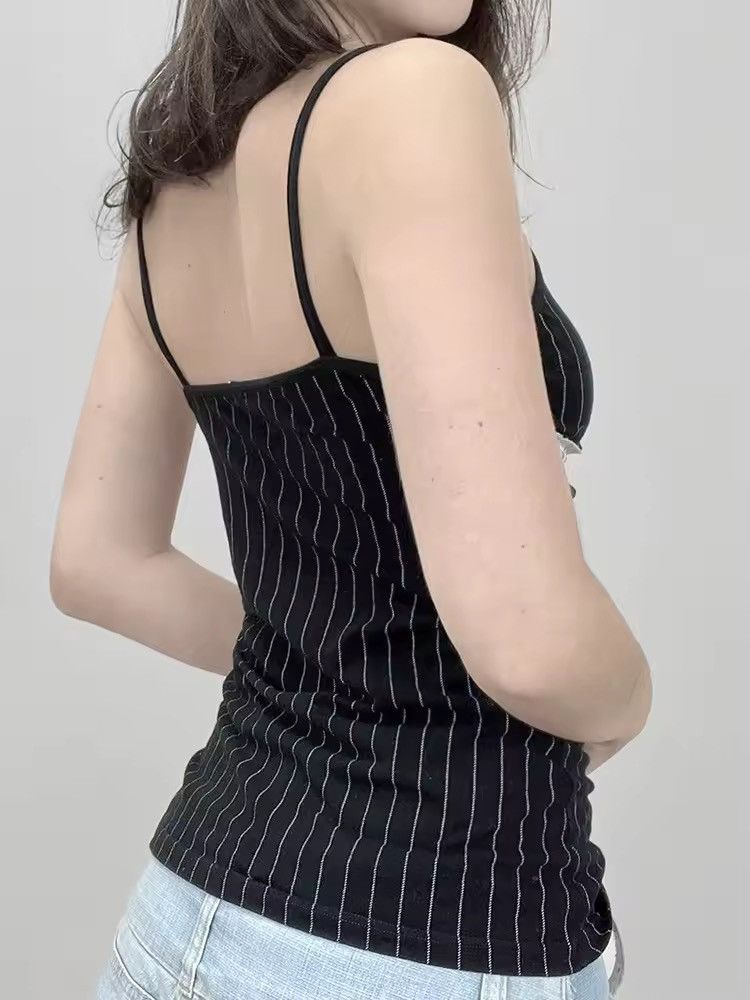 Japanese Brand Top Casual Patchwork Lace Bow Deep V-Neck Sleeveless Tank Size M / US 6-8 / IT 42-44 - 3 Thumbnail