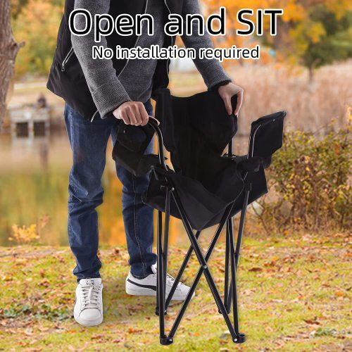 Designer × Homemade YSSOA Portable Folding Black Camping Chair, Large Size US L / EU 52-54 / 3 - 5 Thumbnail