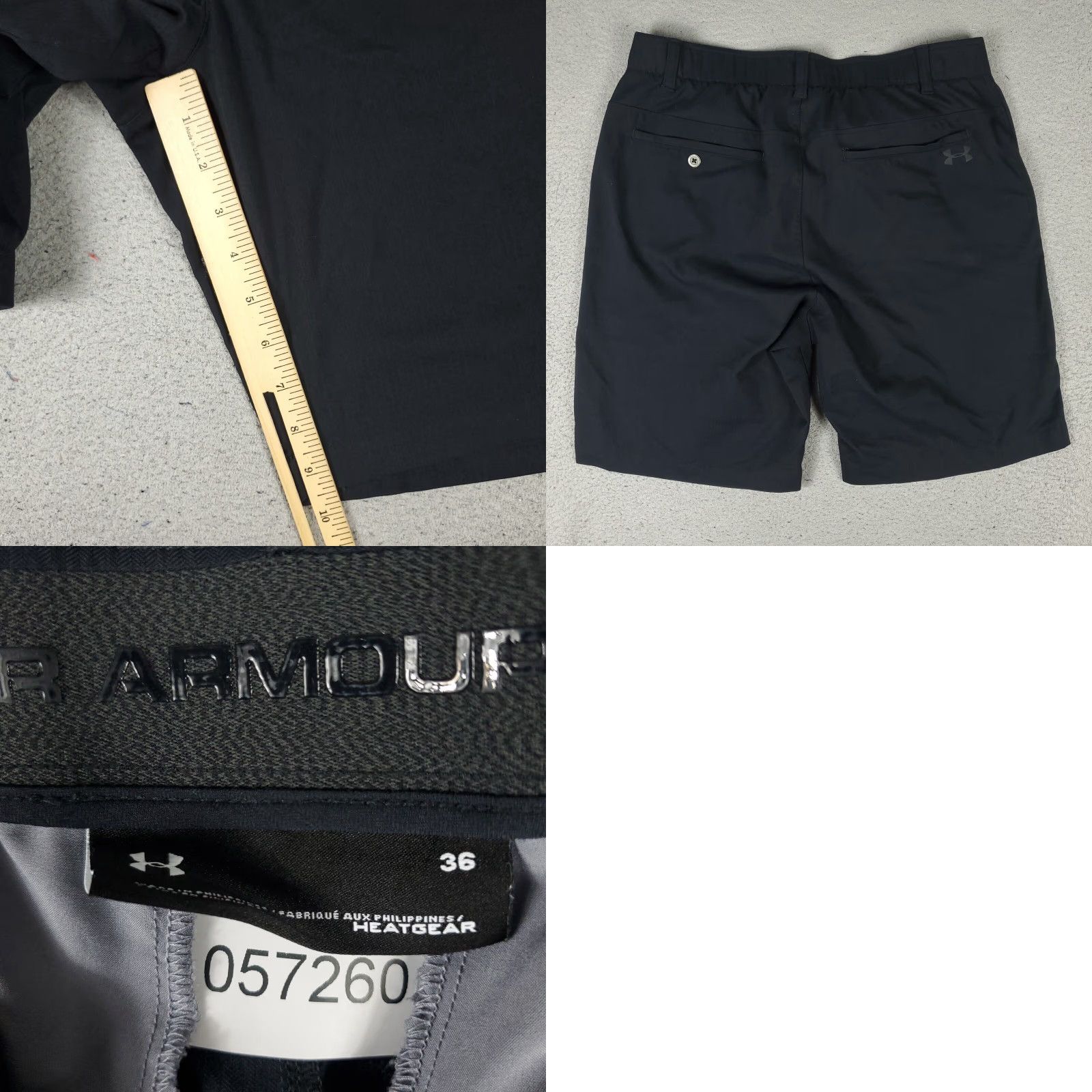Under Armour Under Armour Mens Shorts Size 36 Black Chino Flat Front Casual Fit Regular Pocket Slash Front Logo Polyester Spandex 36 Size US 36 / EU 52 - 8 Thumbnail