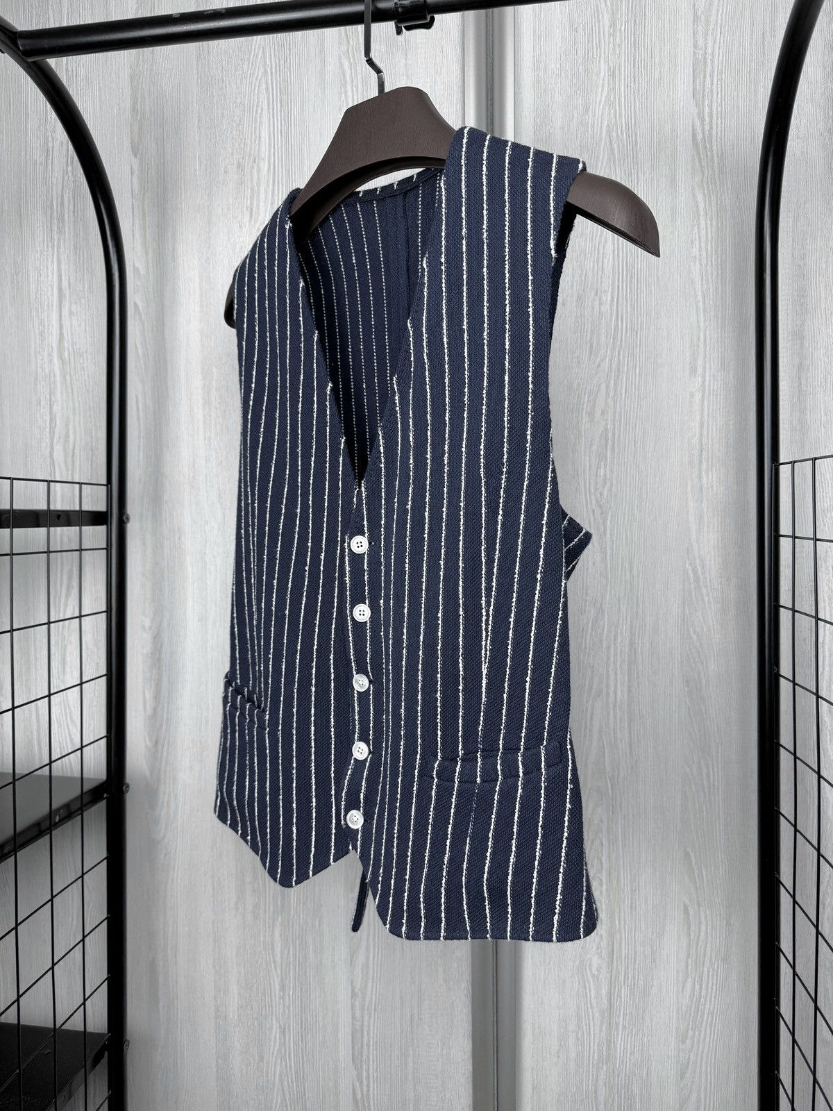Other Windsor. Navy Blue pinstripe cotton linen waistcoat sz 36-38 Size 36R - 4 Thumbnail