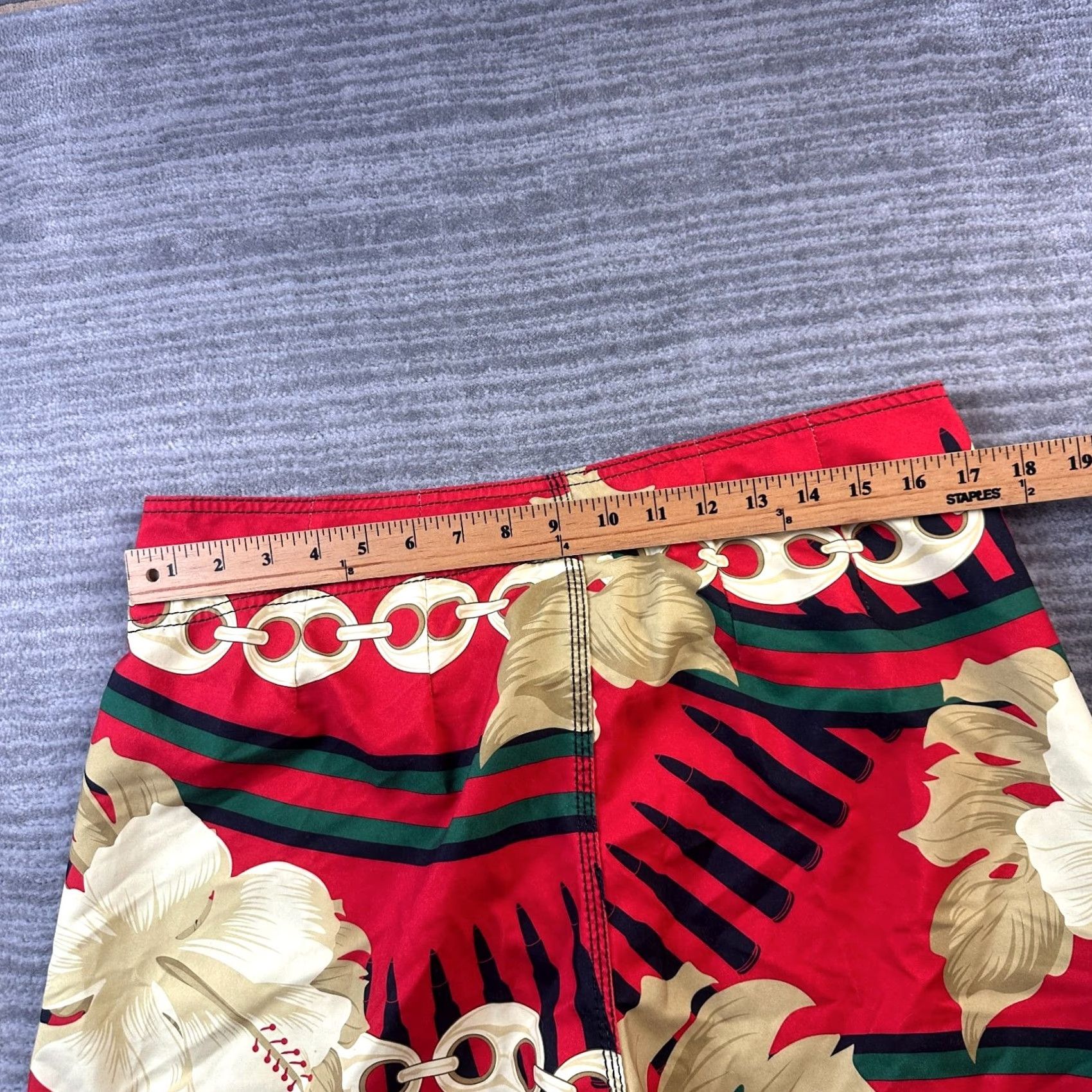 Billabong Billabong Swim Trunks Mens 34 Red Striped Pockets Drawstring Elastic Waist Lightweight Polyester Spandex Boardshort Vintage: No Size 34R - 6 Thumbnail