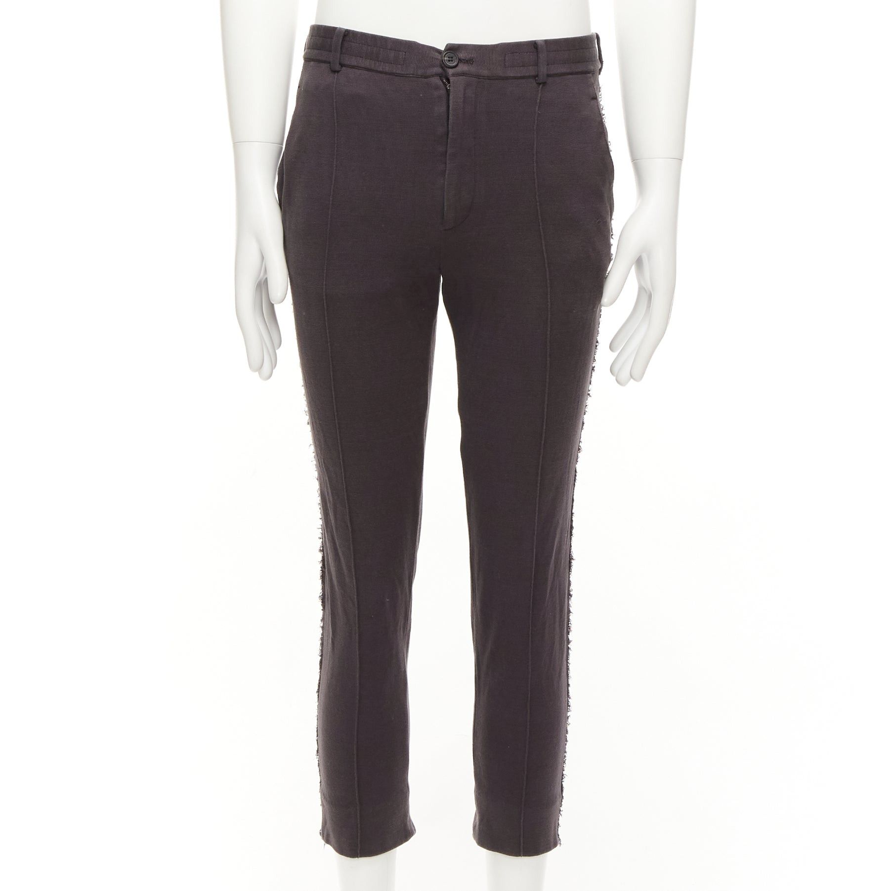 Lanvin LANVIN grey cotton distressed trim washed waistband cropped pants S Size US 28 / EU 44 - 1 Thumbnail