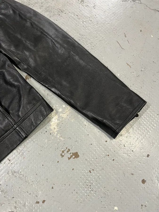 Vintage 2000s Plein Sud Lace Up Biker Black Leather Jacket Size S / US 4 / IT 40 - 7 Thumbnail