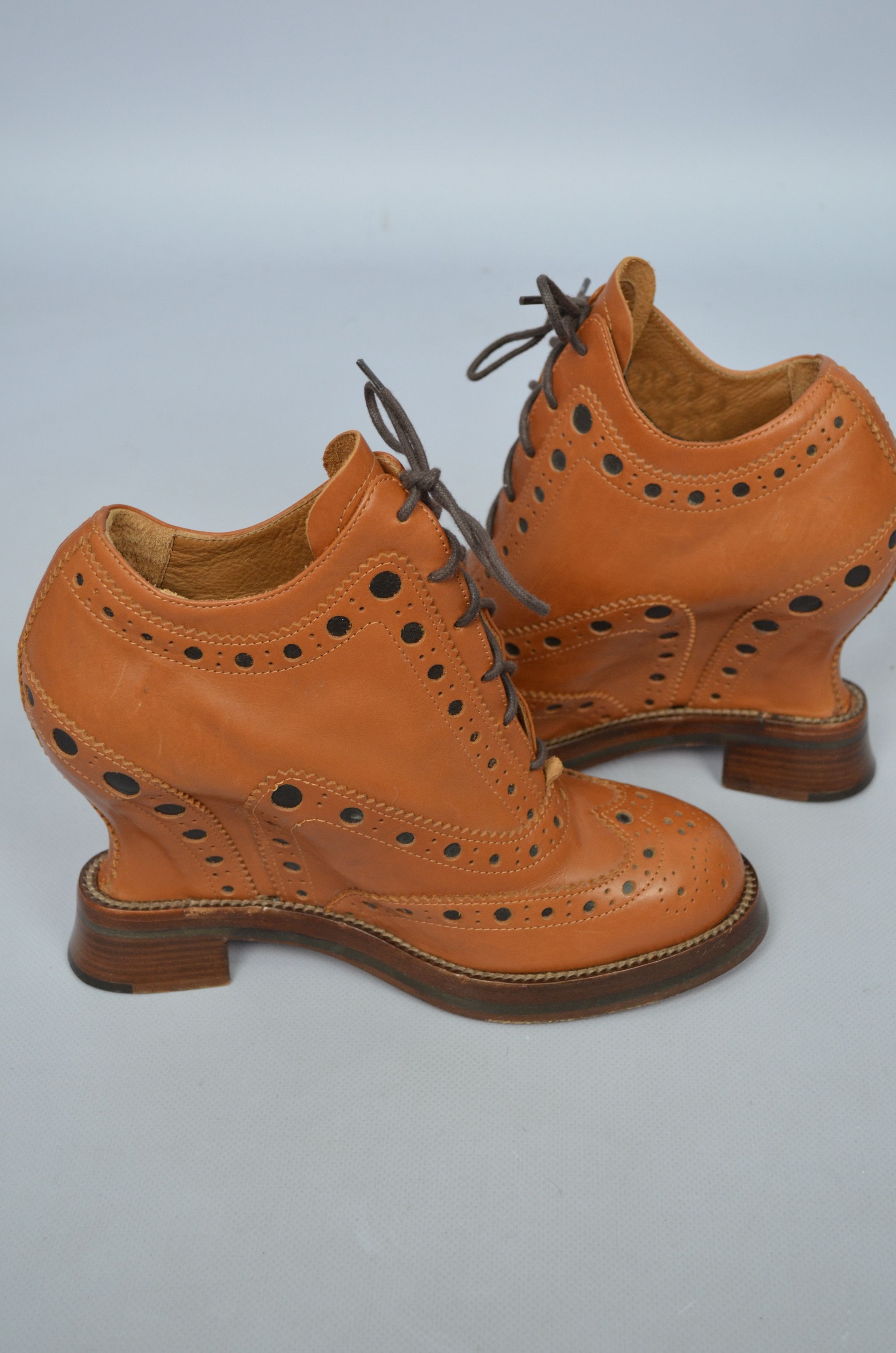 Acne Studios × Designer Acne Studios Spin Brogue Wedge Boots In Leather Size 37/US7 Size US 7 / IT 37 - 4 Thumbnail