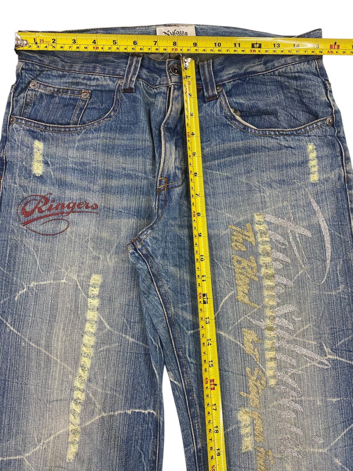 Japanese Brand Japanese Brand Light Wash HoneyComb Style Straight Leg Jeans Size US 31 - 6 Thumbnail