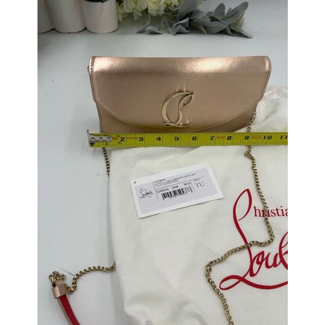 Christian Louboutin Women's Christian Louboutin LOUBI 54 clutch in gold satin Size ONE SIZE - 11 Thumbnail