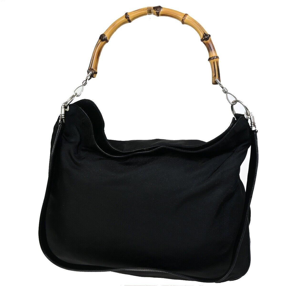 Gucci Bamboo Black Canvas Handbag (Pre-Owned) Size ONE SIZE - 1 Thumbnail