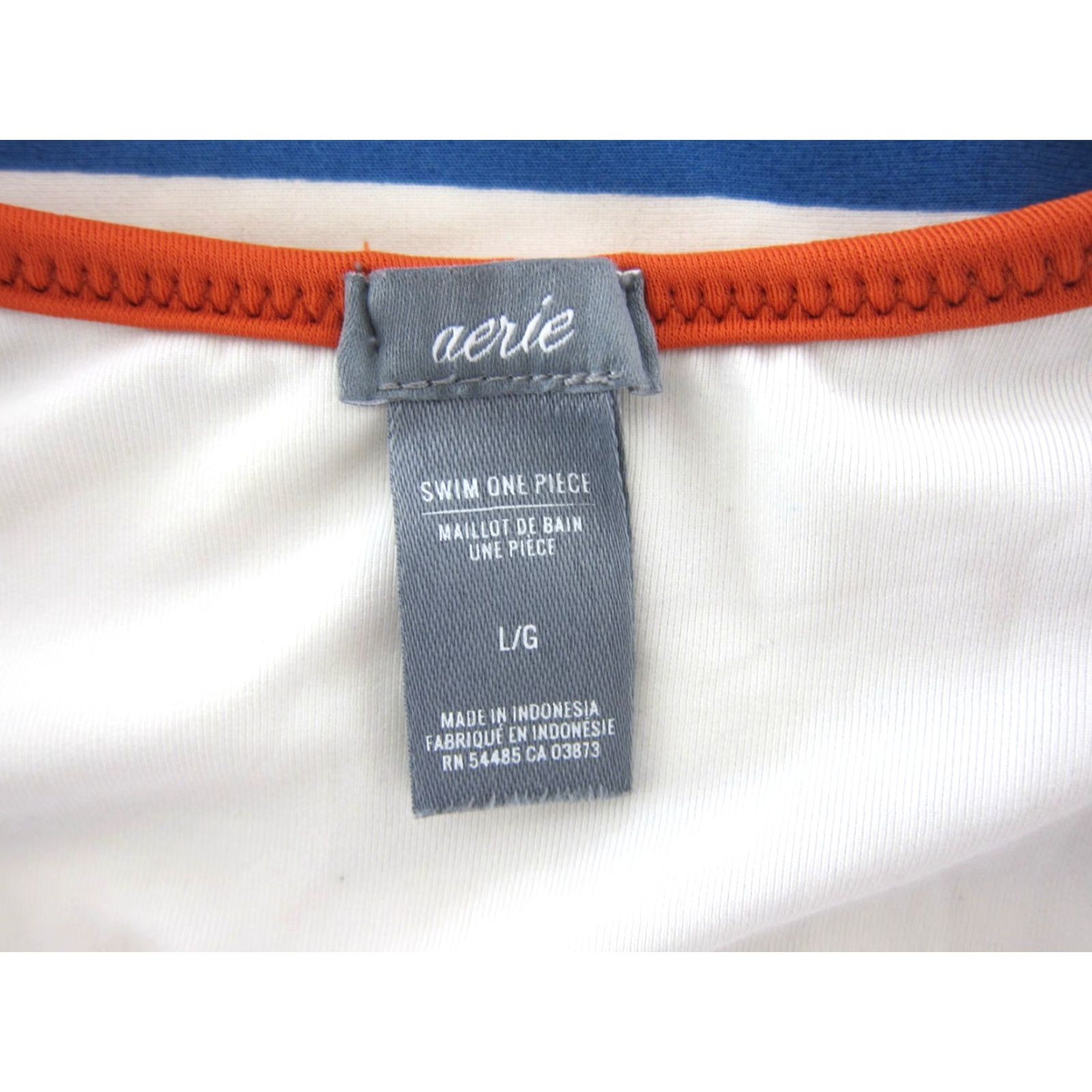 Vintage Aerie American Eagle Orange White Blue Stripe One Piece Swimsuit Women Large Size ONE SIZE - 3 Thumbnail