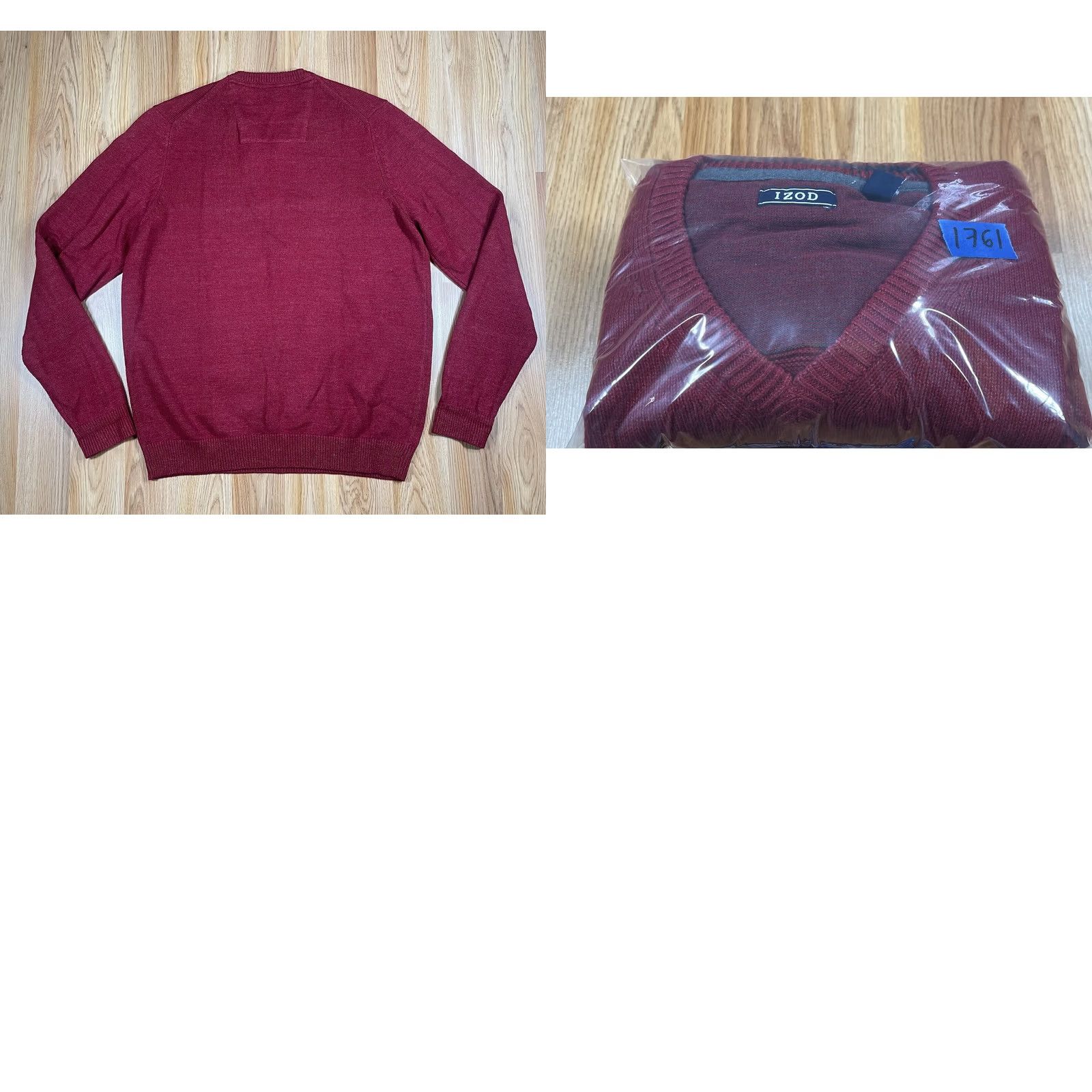 Izod Izod Sweater Mens Large Red Long Sleeve V-Neck Knit Pullover Cotton Blend - Vintage Size US L / EU 52-54 / 3 - 9 Thumbnail