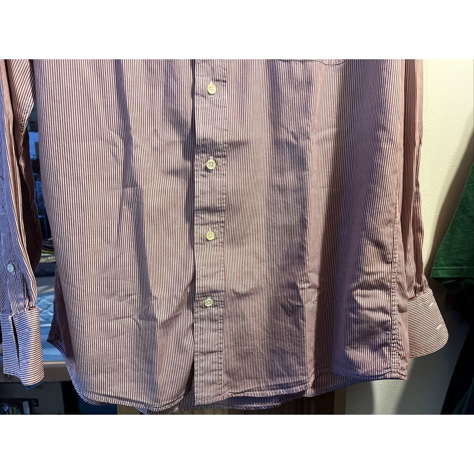 Burberry Burberry London Men’s 15.5 35 Burgundy Striped Cotton Shirt Size US M / EU 48-50 / 2 - 10 Thumbnail