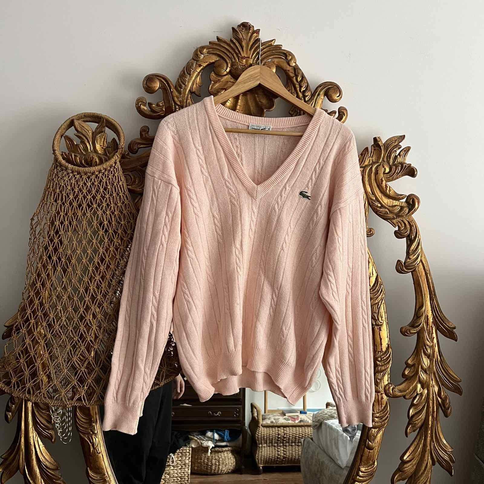 Lacoste × Vintage 💥Rare! Vintage Lacoste Cardigan Sweater Vneck Knit Size US XL / EU 56 / 4 - 1 Thumbnail